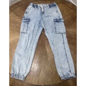 Women American Eagle Denim Jogger Pants Size Small Casual Light Wash Jeans